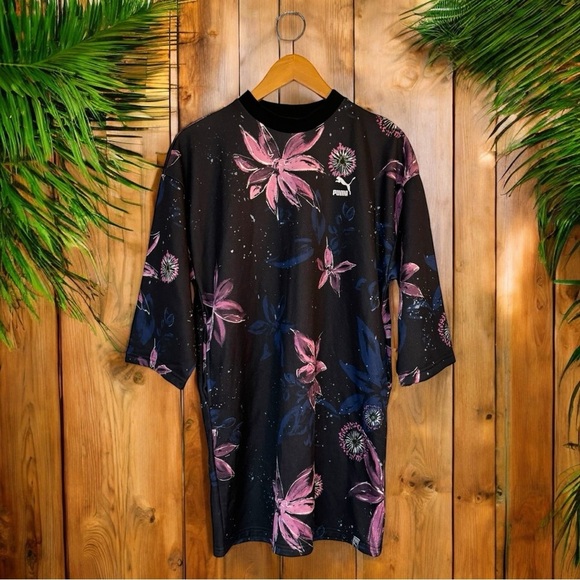 PUMA Women’s Archive Floral Logo Print Mini Shirt Dress - XS - Picture 12 of 15